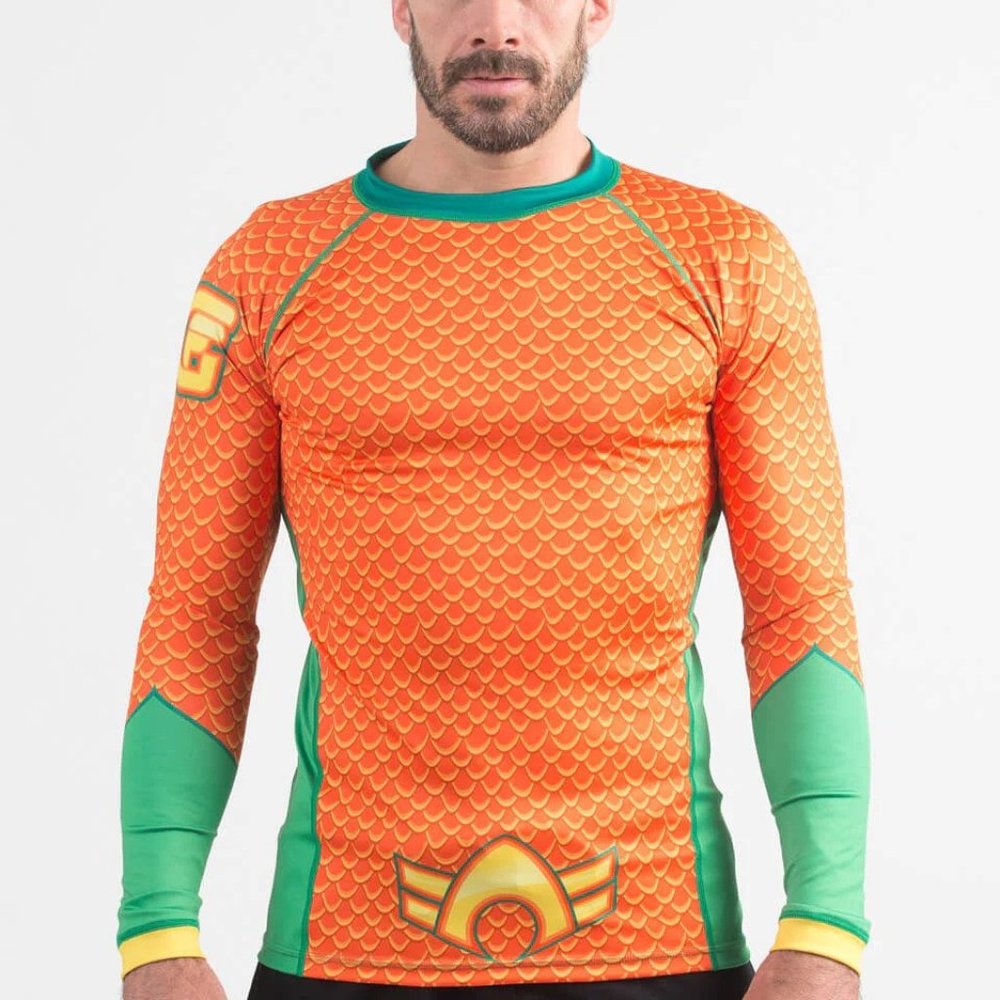 RASHGUARD -DC Comix Aquaman Compression Shirt - Fusion Fight Gear - MEN'S SMALL